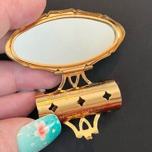 Gold Compact Mirror with Decorative Design